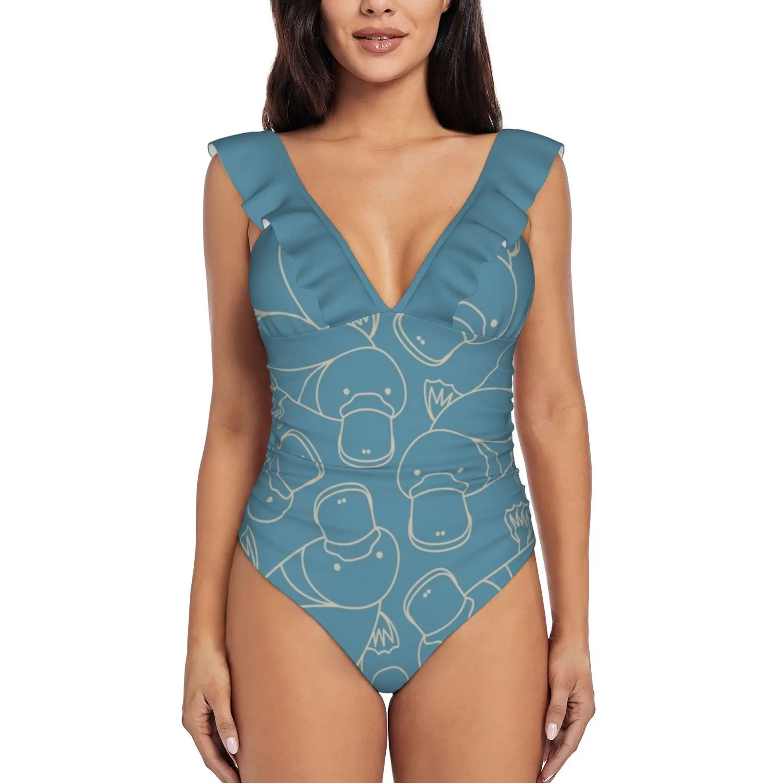 

Минималистичный сексуальный купальник с рюшами и принтом, Женский цельный купальник, Женский Монокини, купальный костюм с животными, минималистичный Австралийский океан