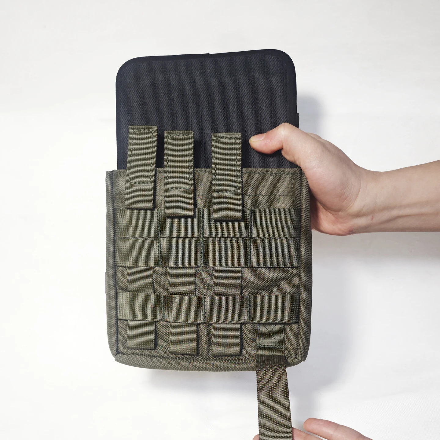 500D 전술용 사이드 파우치 2개 | 18×18cm 듀얼 MOLLE, 안정적, 보호+수납 기능이 하나로 통합된 조끼용 2-in-1 제품