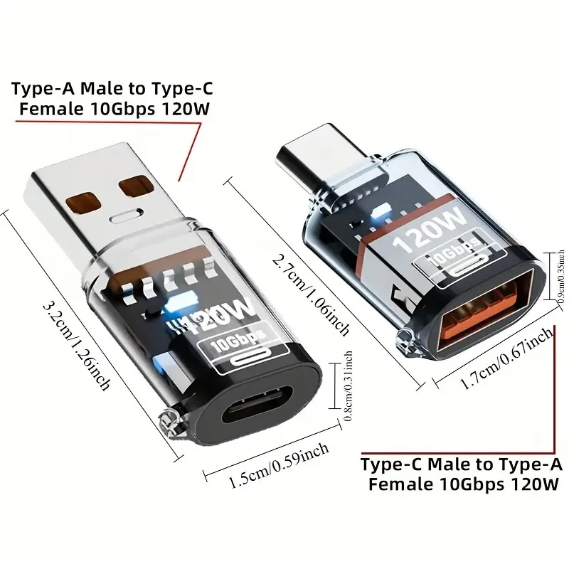 4개 USB to USB C 어댑터, USB 타입 C 암 커넥터 to USB 어댑터, 타입-C 수 커넥터 to USB-A 암 커넥터 어댑터, 10Gbps OTG 고속 충전