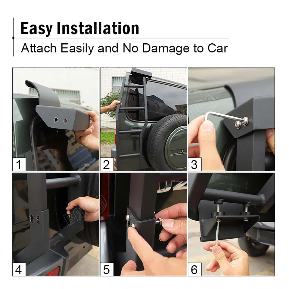 باوا سبائك الألومنيوم الباب الخلفي تسلق سلم الباب الخلفي رف الجذع الرف لسوزوكي جيمي 2007-2017 الملحقات الخارجية