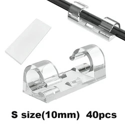 Self - Adhesive Cable Clips for Efficient Wire Management and Organization (S - 40Pcs - Clear)