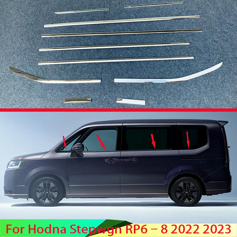 

For Hodna Stepwgn RP6–8 2022 2023 Car Accessories Body Styling Stick Stainless Steel Window Garnish Window Strip Trim