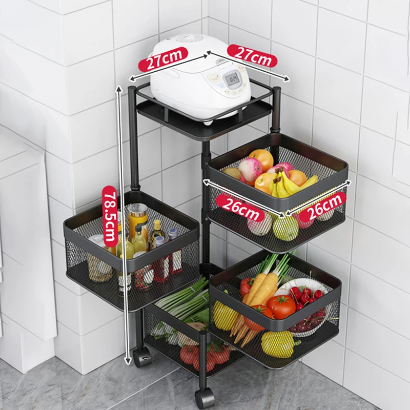 Rotating Storage Rack Kitchen Vegetables  Kitchen Rotating Vegetable  Trolley - Racks & Holders - Aliexpress