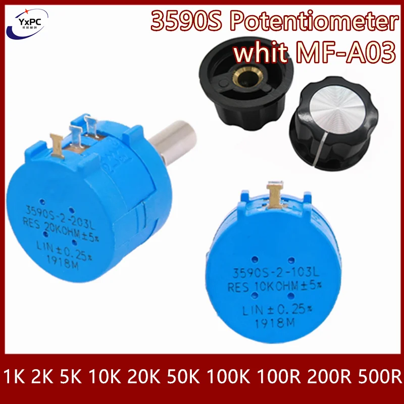 1 Pz 3590S + Mf-A03 Manopola Potenziometro Multigiro 500 20K 50K 100K 1K 2K 5K 10K Ohm Potenziometro Resistore Regolabile 102 103 104 L
