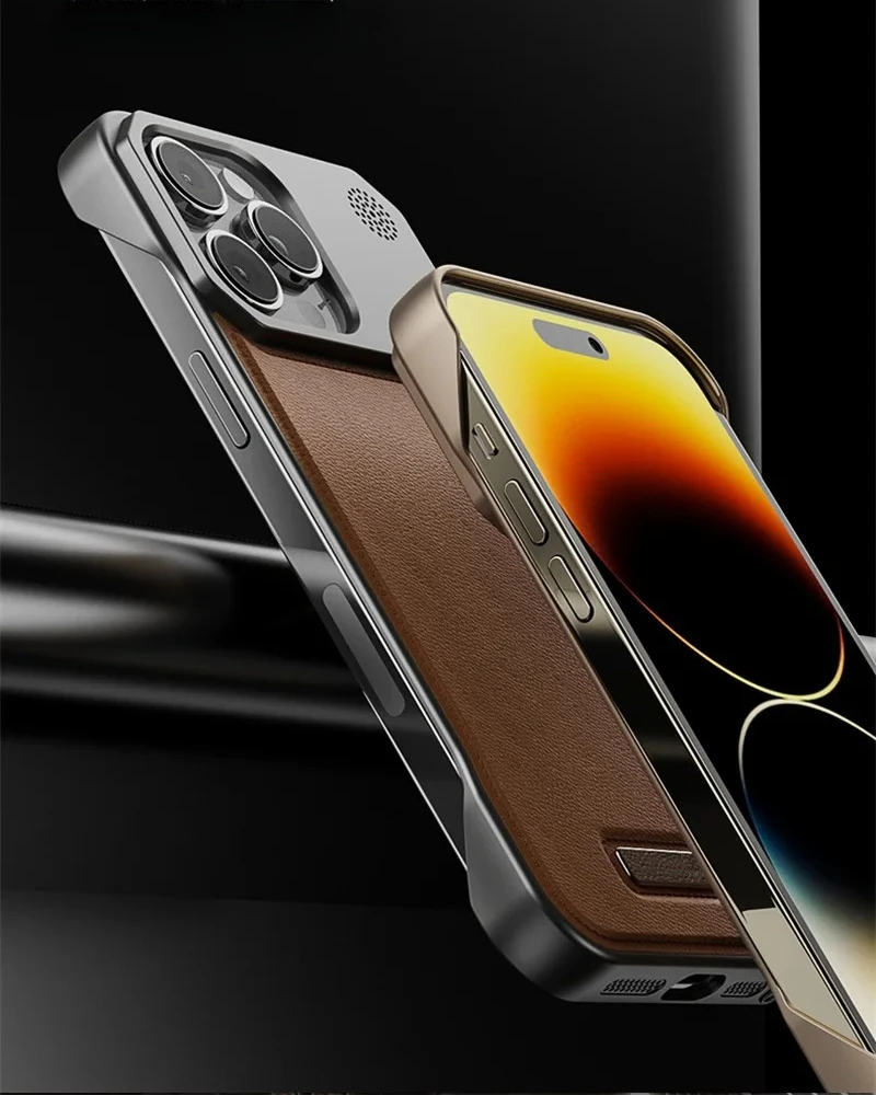 Magsafe Magnetic Frameless Leather Case with Wireless Charging and Heat-Resistant Bumper