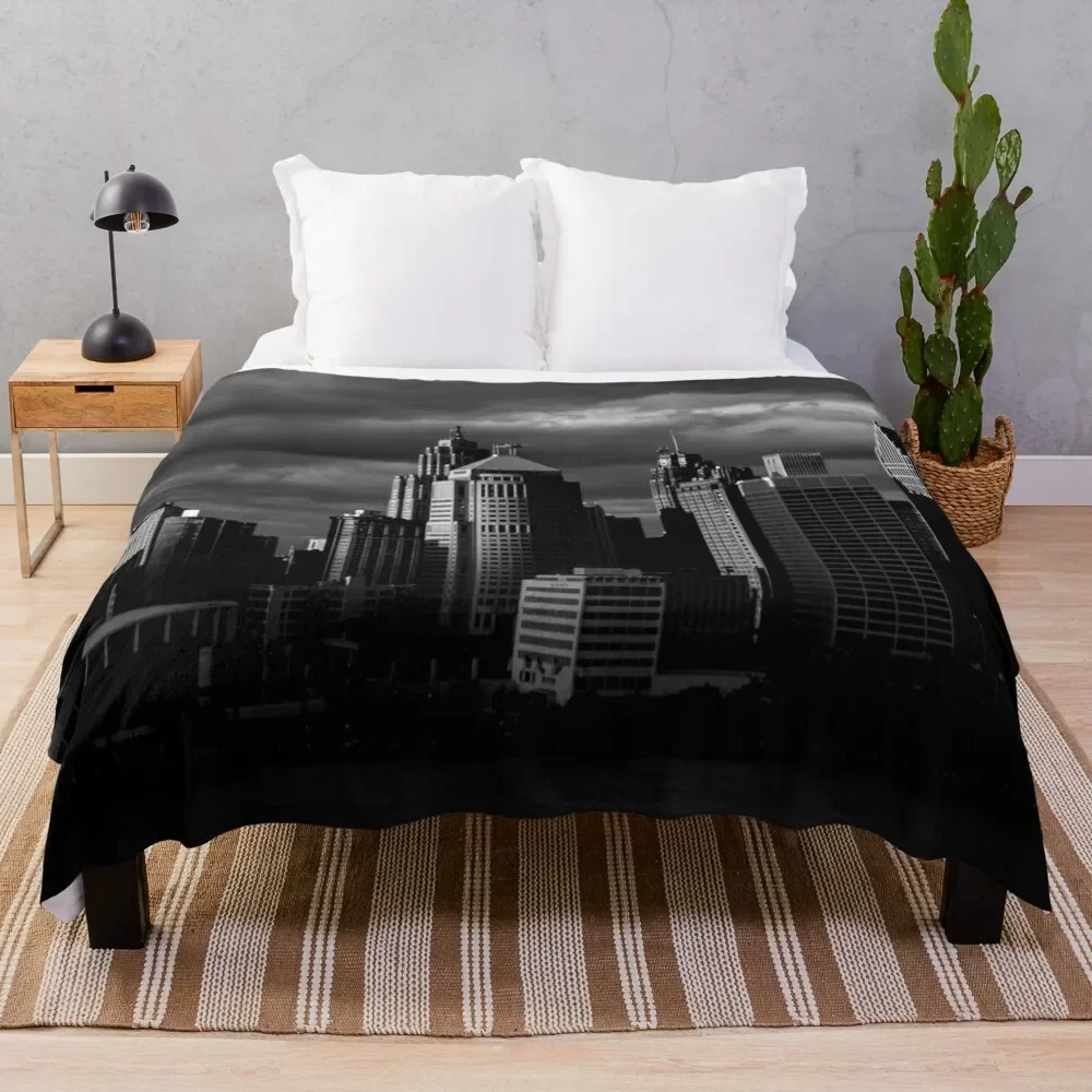 

City Skyline Black and White Version Throw Blanket Giant Sofa For Baby Sofas Blankets