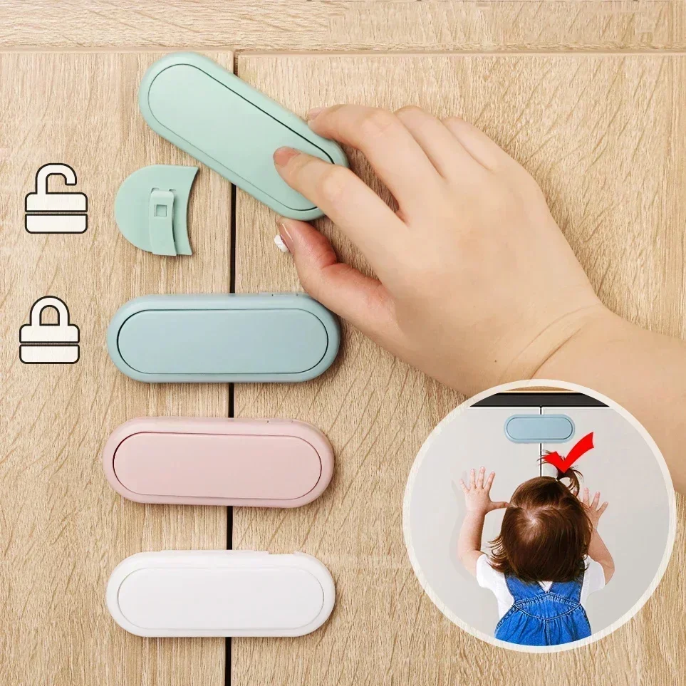 Children's Drawer Latch Cabinet Door Protection 5pcs Safety Baby Anti Pinch Hand Invisible Lock Opposite Door Wardrobe Lock