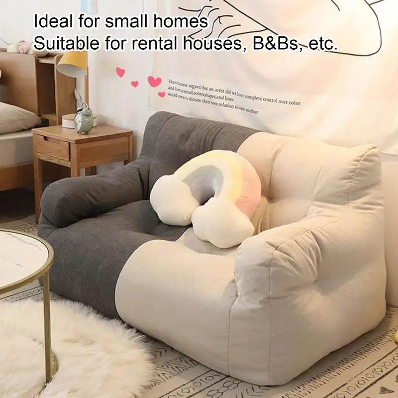 Single Bean Bag Sofa Bean Bag Sofa Chair With Armrests Bean Bag Couch Multi-purpose Lazy Armchair For Living Room Bedroom Decor