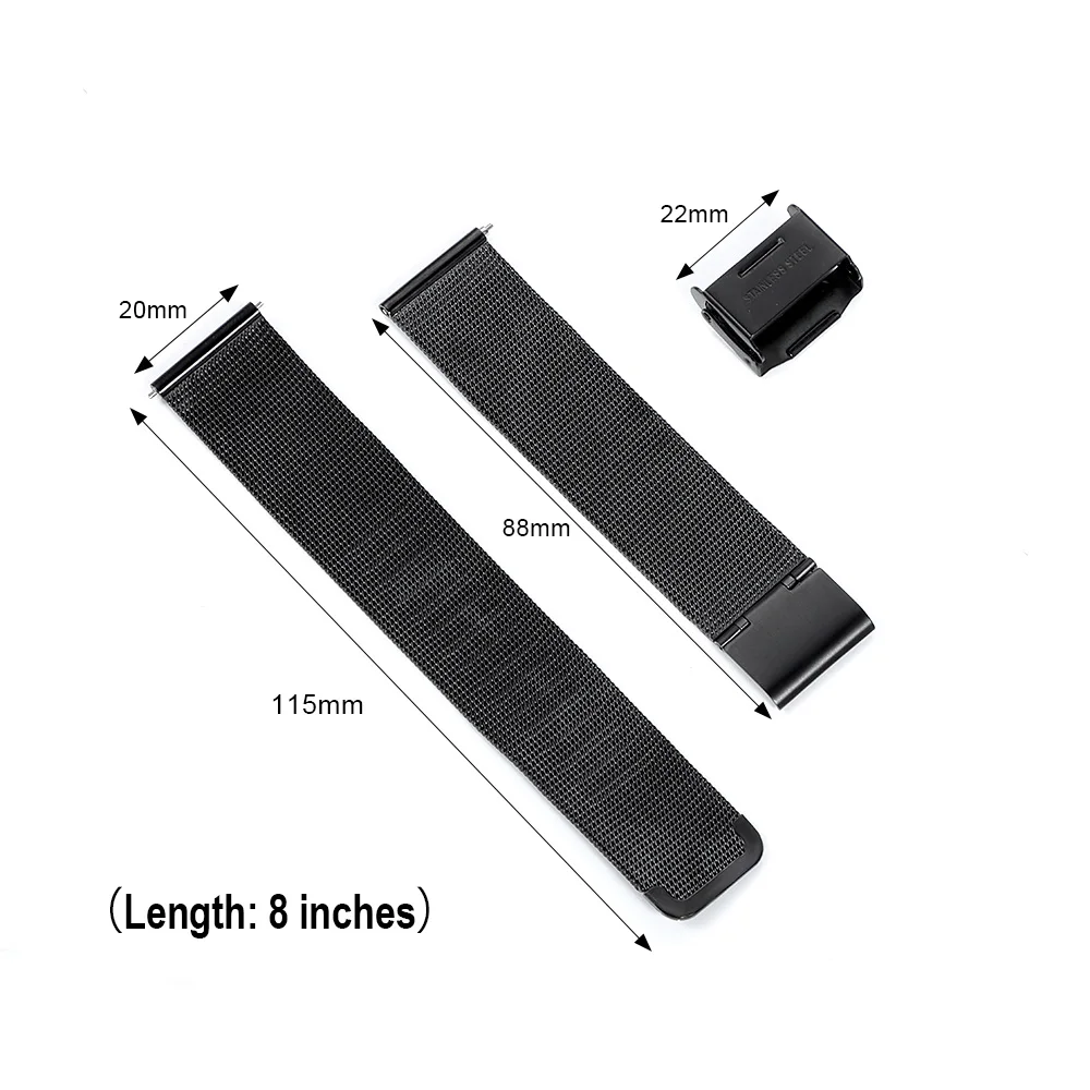 Elegant Milanese Stainless Steel Watch Band - Quick Release Strap with Double Safety Buckle in Black, Gold, or Silver