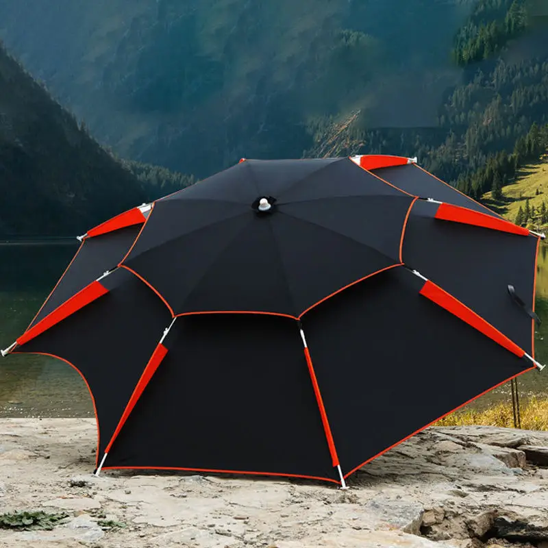 Adjustable Rotating Fishing Umbrella, Big UV Protection, Double Layer, Outdoor Windproof,