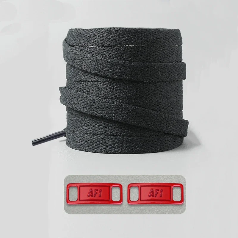 Timeless Black & White Flat Shoelaces with Metal Buckle Shoe Accessories