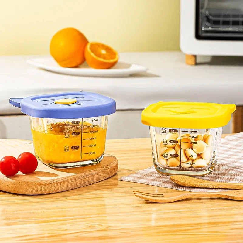 Baby High Boron Glass Graduated Supplementary Food Bowl Supplementary Food Box grade High Appearance Preservation Box 200ml