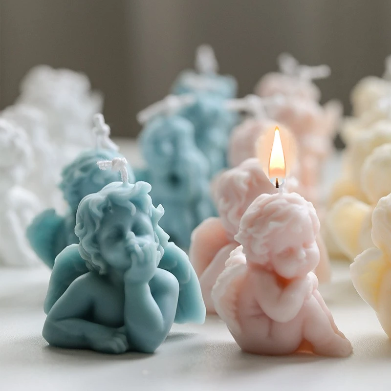 

3D Angel Scented Candle Silicone Mold Handmade Winged Angel Soap Clay Plaster Resin Making Mold Fondant Cake Chocolate Molds