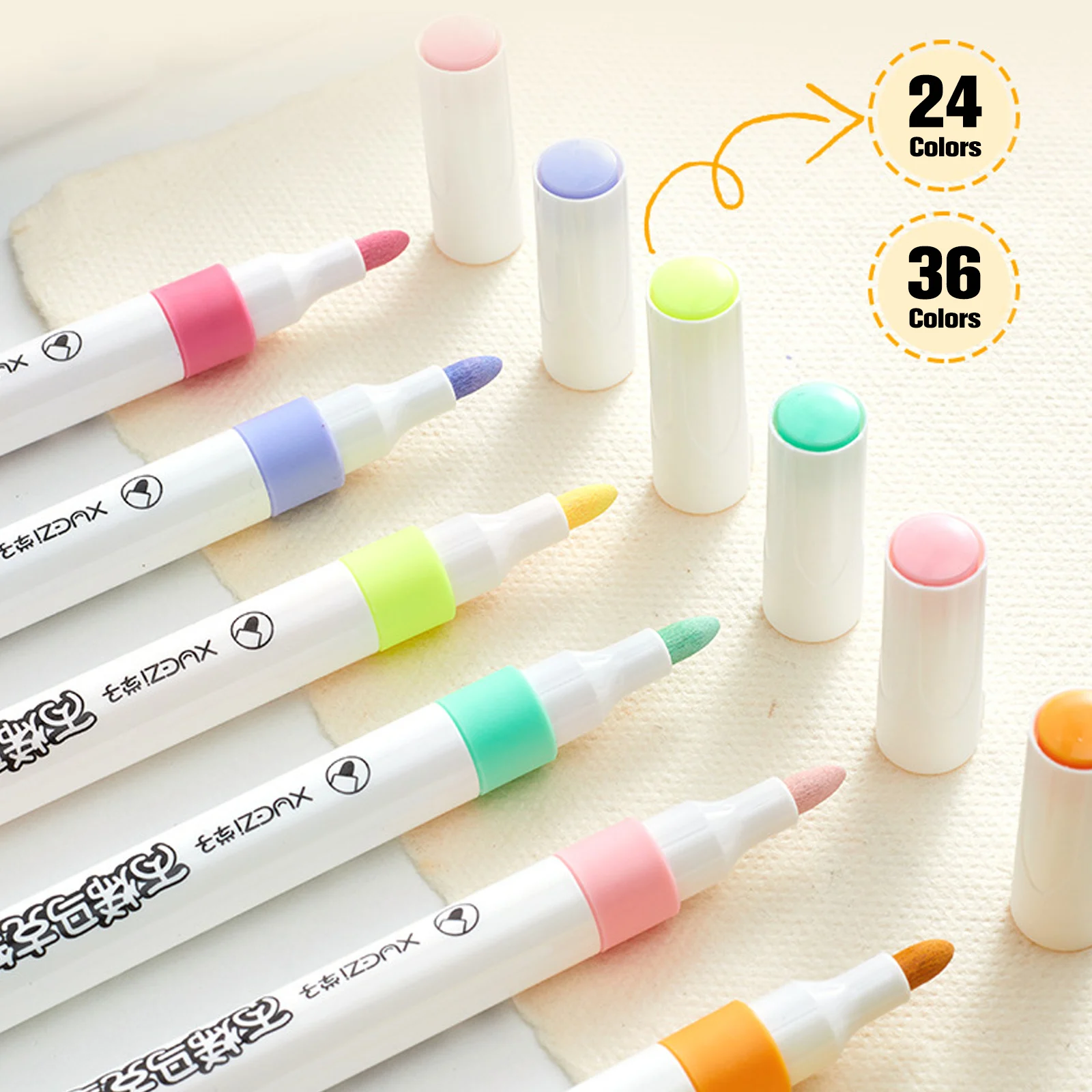 

24/36Pcs Acrylic Paint Pens Dual Tip Paint Pens 24/36 Colors Waterproof Acrylic Paint Marker Quick-Drying Art Painting Pen Set