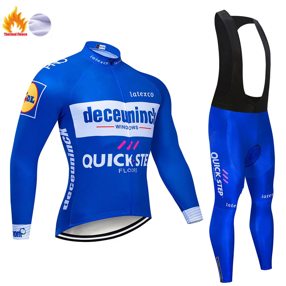 2025 Fleece Men QUICK STEP Cycling Jersey Winter Cycling Sets Warm Long-sleeved Suit Soad Bike Bicycle Overalls Riding Suit