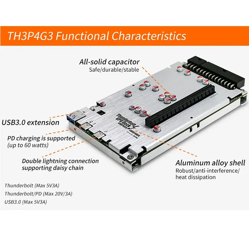 TH3P4G3 Thunderbolt-compatible GPU Video Card Dock Laptop to