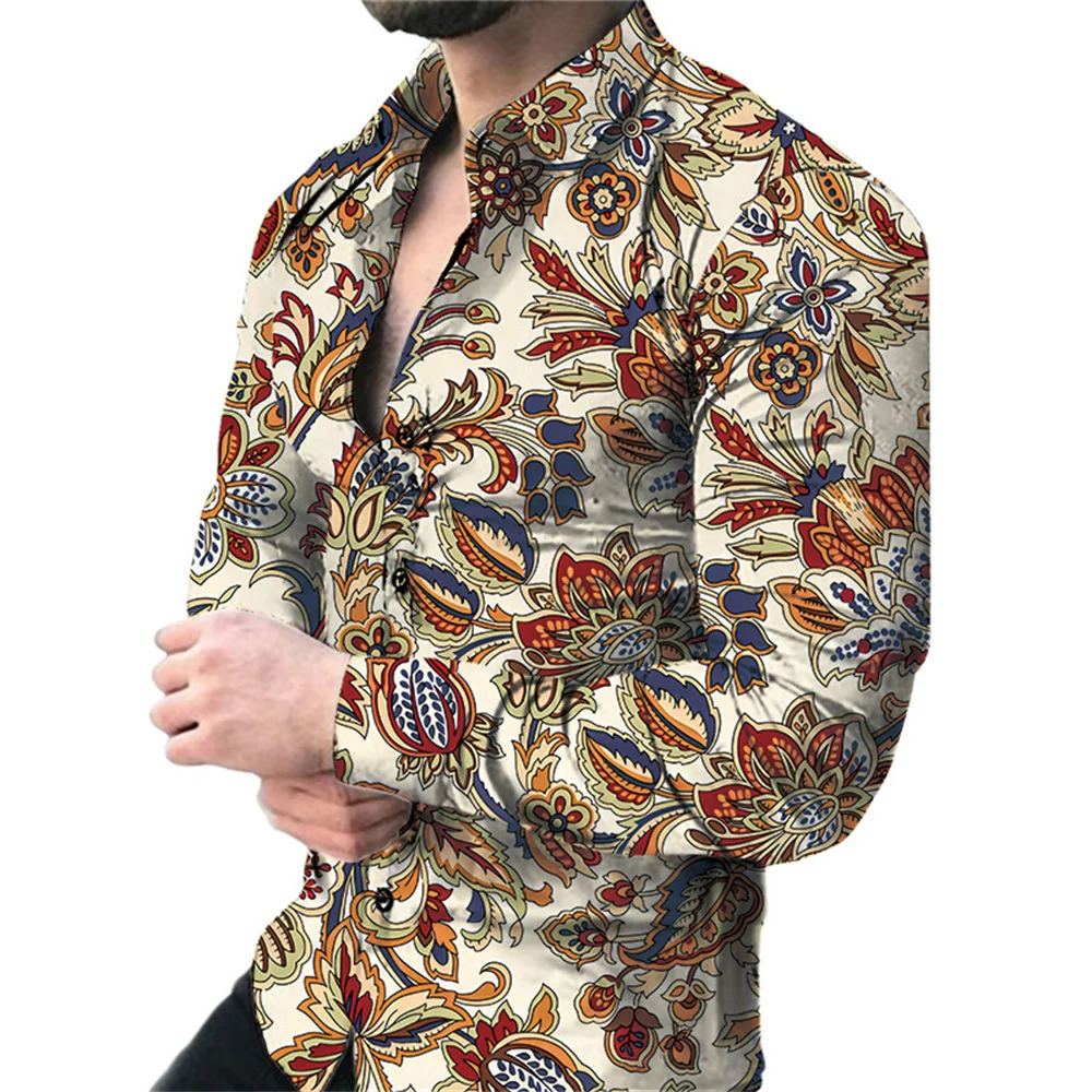 thumbnail image 1 of Camisa de hombre Retro Street 2024 Primavera/Verano Otoño/Invierno Moda Camisa de hombre con estampado 3D Camisa de manga larga con botones, 1 of 5