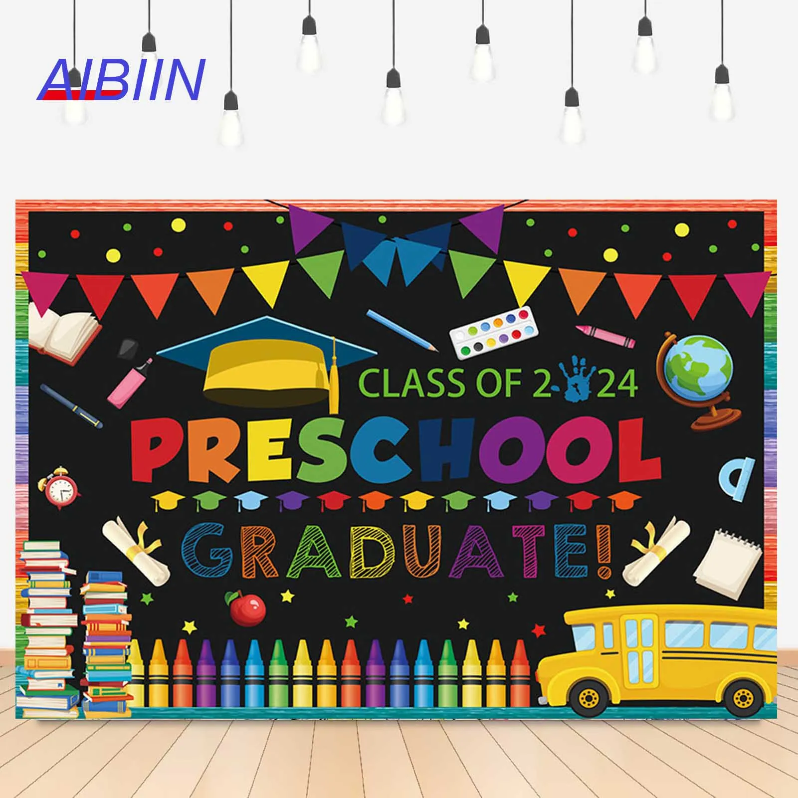 

Kindergarten Graduation Photography Background Preschool School Prom Backdrop Party Decoration Class of 2024 Grad Congrats Photo