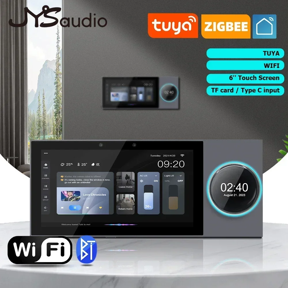 Smart Android Wall Panel 6 "Touch Screen Amplificatore In-Wall Bluetooth Wifi Audio Sound Home Theater Amp Support Rs485 Zigbee Tuya