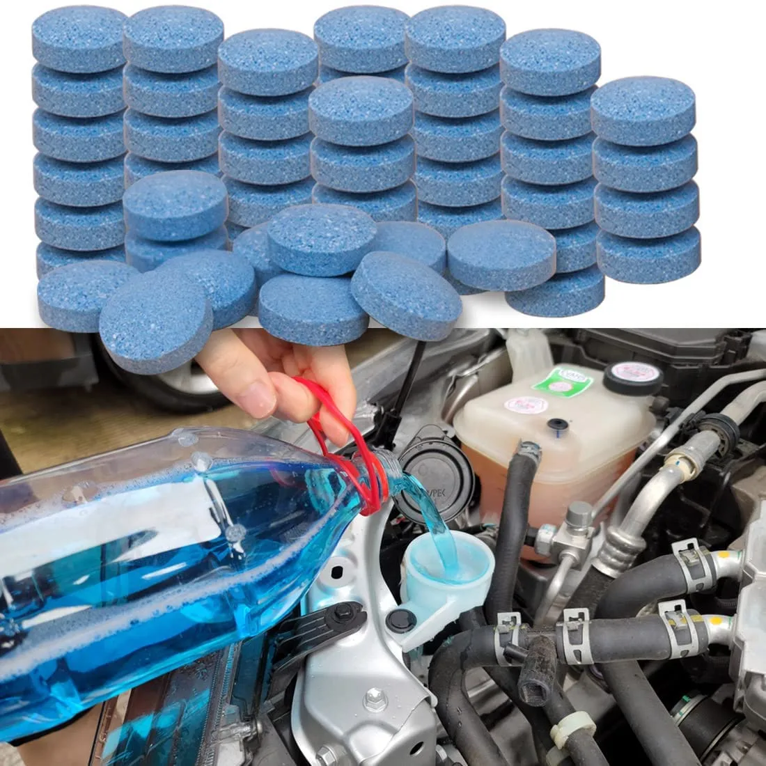 100 Pieces Car Windshield Washer Fluid Concentrated Clean Tablets,New Windshield Wiper Fluid Solid Effervescent Tablet.Remove