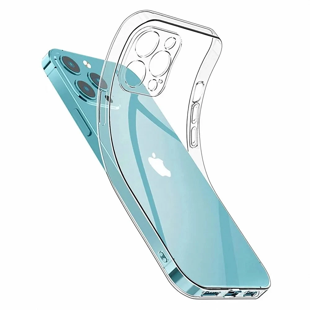 thumbnail image 1 of Funda ultrafina transparente para teléfono para iPhone 16, 15, 11 Pro Max, 12, 13 Mini, 15+, 14 Plus, carcasa trasera de silicona TPU suave transparente, 1 of 5
