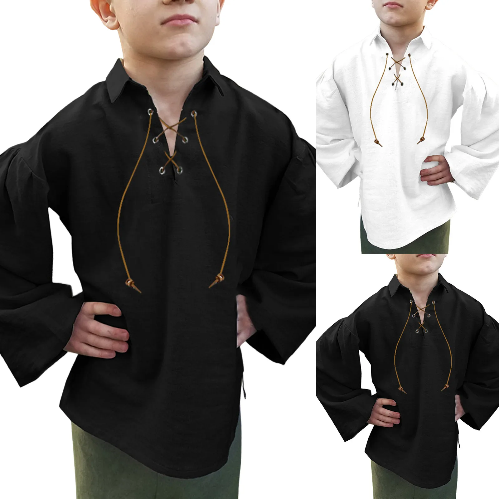Athletic Set Toddler Boys Medieval Shirt Renaissant Lace Up Halloween Scottish Jacobite Costume Toddler Boy Dress Clothes 4t 3