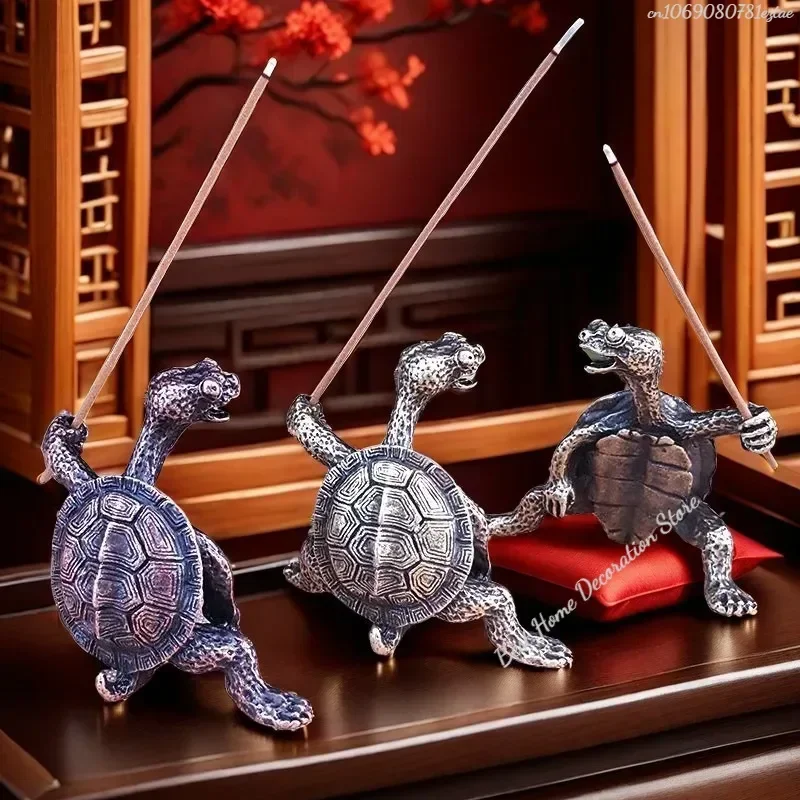 1pcs Mini Turtle Shape Incense Censer Sandalwood Stick Holder Vintage Bronze Animal Incense Holder Burner Stand Gift Home Decor
