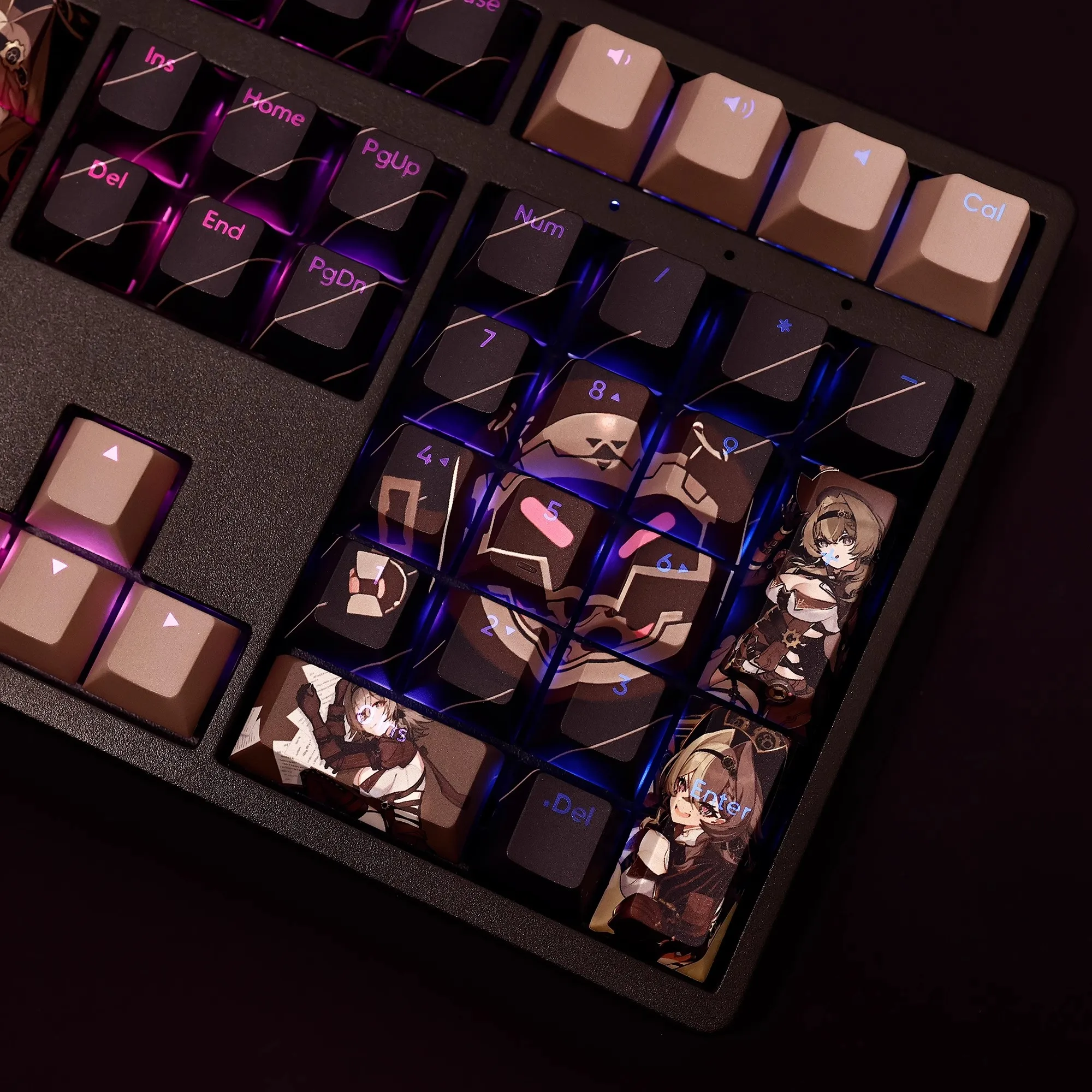 Anime Gaming Keycaps Grupo Keycap Pbt Dye Subbed Backlit Teclado Honkai Impact Vill-v Ansi 61 87 104 108 Chaves - Imagem 2