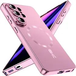 Magnetic Full Camera Cover Metallic Glossy Phone Case with MagSafe Compatibility - Samsung S26Plus (Pink)