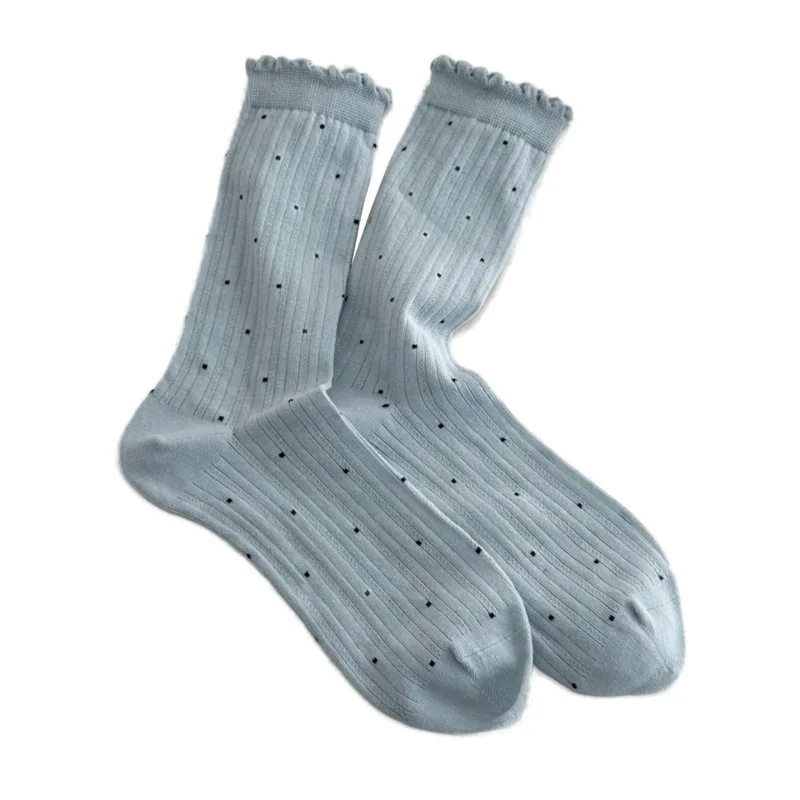 Summer Thin Polka Dot Women Socks Retro Harajuku Cotton Crew Socks Women Girl Fashion Soft Comfortable Japanese Kawaii Cute Sox