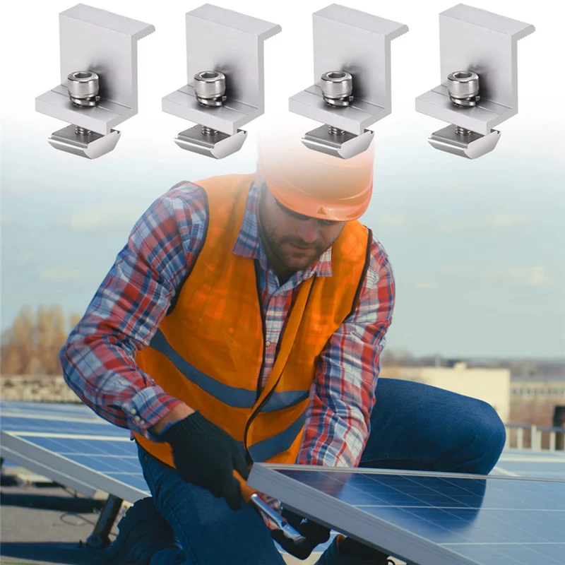 Solar Module Holder End Clamp Kit 4 Pieces Solar Panel Edge Clamp Brackets End Adjustable Panel 35mm