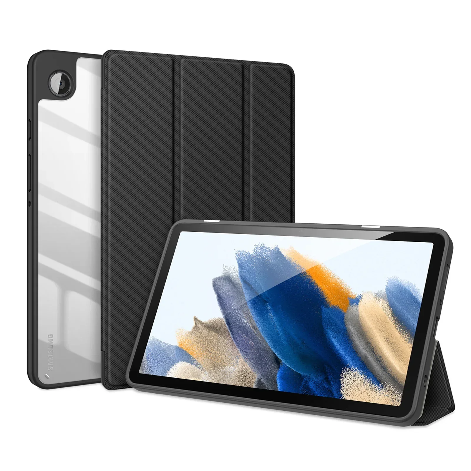 Custodia Per Samsung Tab A9 8.7 Pollici 2023 Tri-Fold Smart Stand Case Acrilico + Cover Posteriore Morbida In Pu Per Samsung Galaxy Tab A9 Sm-X115
