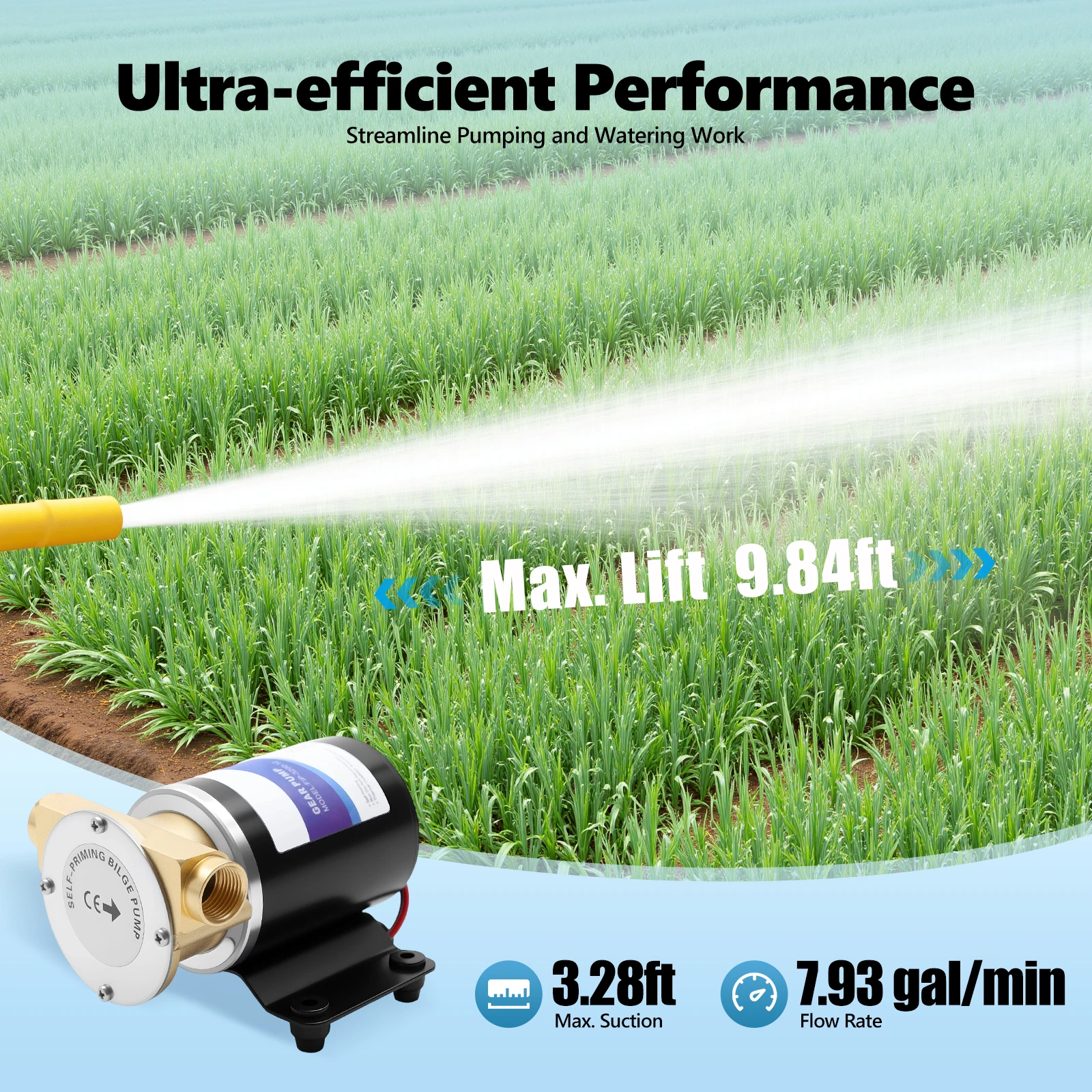 30 l/min Wasserpumpe, 120 W, Motorlaufradpumpe aus reinem Kupfer, 2850 U/min, Wasserpumpe für die Bewässerung von Bootsuntergängen für Sprinkleranlagen – Detail 6