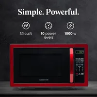 Farberware Countertop Microwave 1000 Watts, 1.1 cu ft. Microwave Oven With LED Lighting and Child Lock - Easy Clean Metallic Red 2