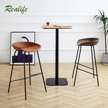 Realife Nordic Bar Chairs Modern And Minimalist High Chairs For Home Use Iron Dining Chairs Casual Coffee Shop High Stools 2024
