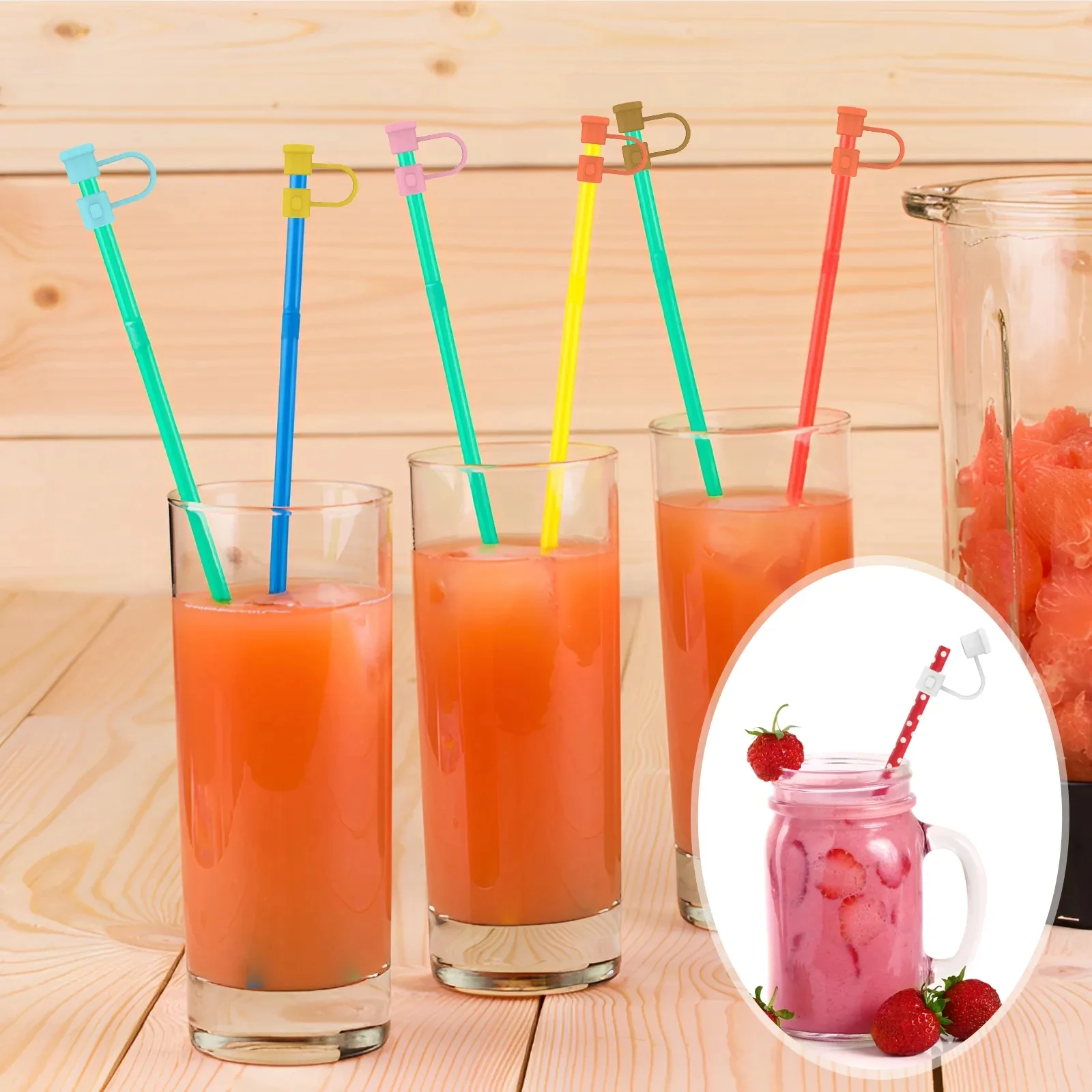 Silicone Straw Tips Cover Reusable Straw Tips Lids Colorful Plug Dust-Proof Drinking Cover Portable Silicone 24Pcs straw covers,straw lid