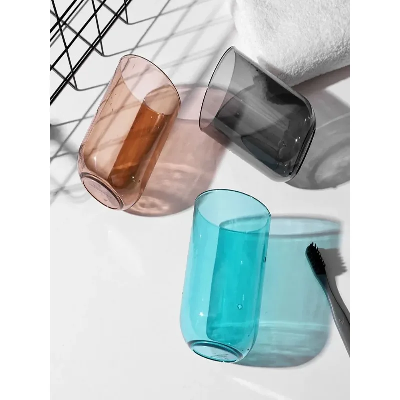Simple Bathroom Wash Toothbrush Creative Fashion Transparent Couple Toilet Brushing Teeth Mouthwash Plastic Cup_voghion.com