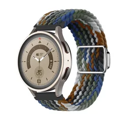 Magnetic Braided Nylon Loop Strap - 22mm/20mm Adjustable Bracelet Wristband for Redmi Watch 5 Lite (Cowboy color)