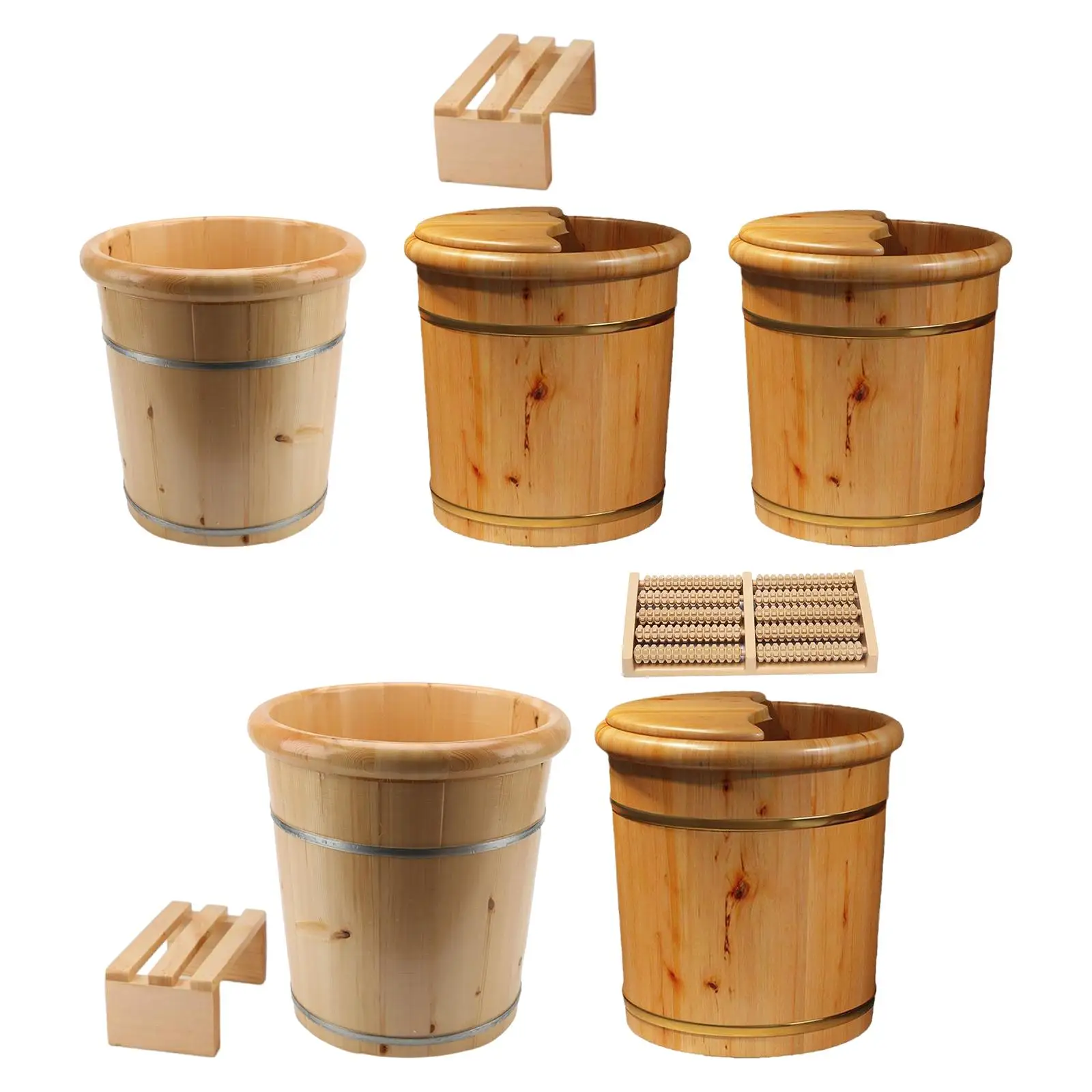 Wood Foot Bath Multipurpose Comfortable SPA Washing Bowl Bucket Foot Washing Barrel for Travel Bedroom Home Use Sauna Bathroom