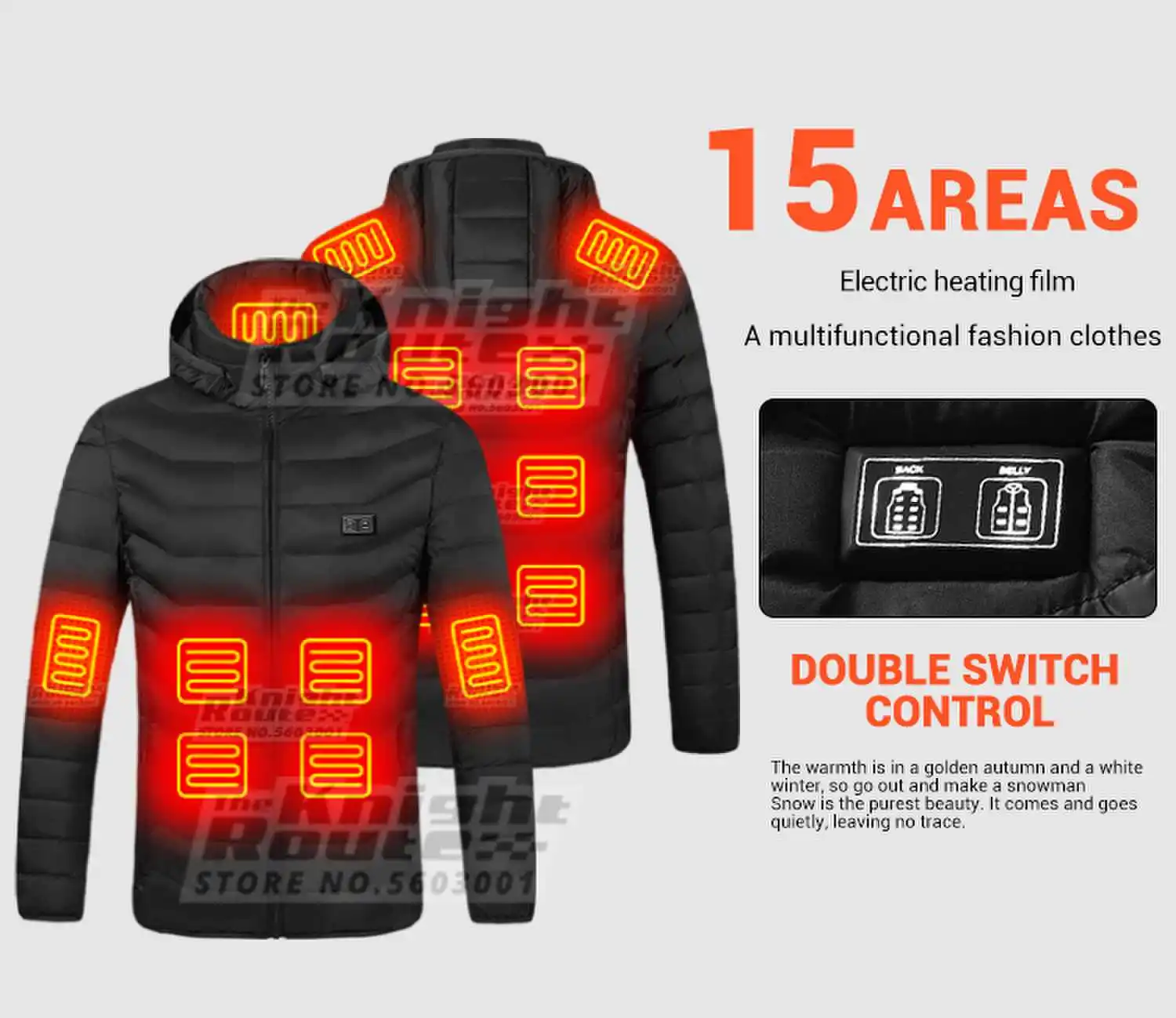 Description Picture 5 of item19 Areas Self Heating Vest Men's Heating Jacket Thermal Women's USBWarm Sport Vest Heating Clothing Fishing Hiking Heated Vest