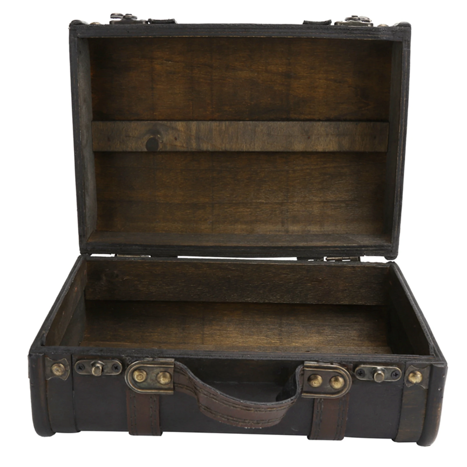 Grote vintage houten opbergdoos sieraden en kleine items creatieve