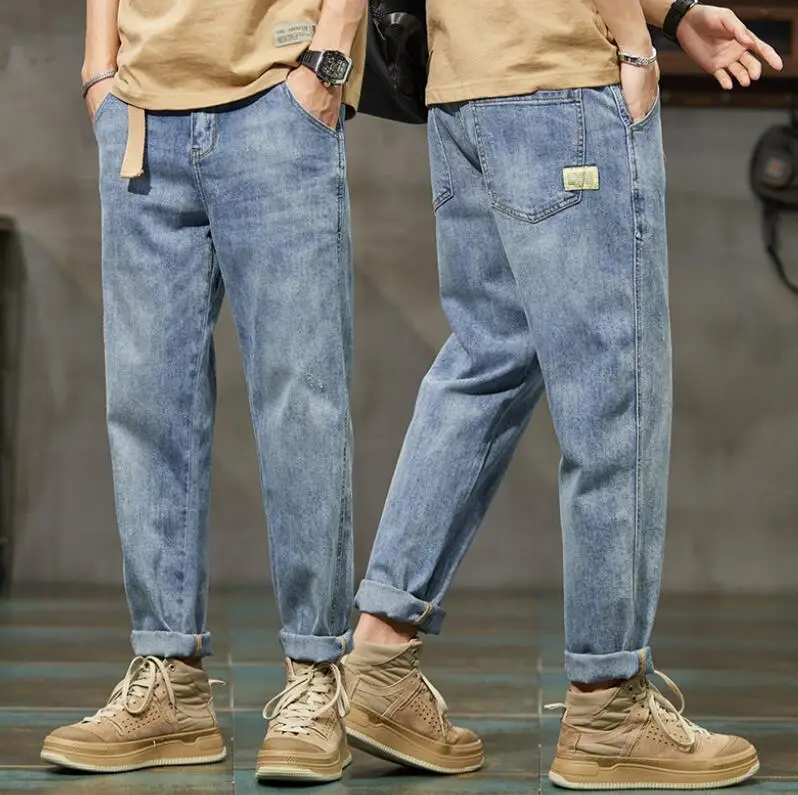 Jeans For Men Baggy Pants Loose Harem Pants Men Fashion Clothes   Pockets Patchwork Denim Trousers Size 28-36 5