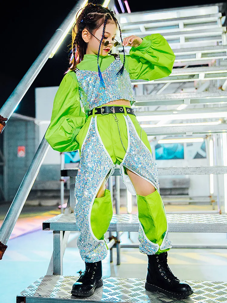 

Urban Dance Girl Clothes Jazz Dance Costumes K-pop Performance Outfits Kids Hip-hop Costumes Cool Girls Catwalk Clothes