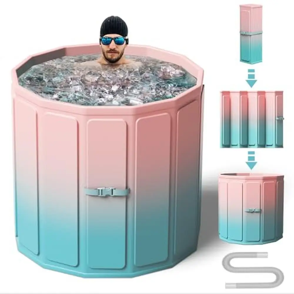 Foldable Ice Bath Tub Large Size 77 Gal Muscle Recovery Outdoors Gyms Quick Opening Portable Cold Water Therapy No Installation 2