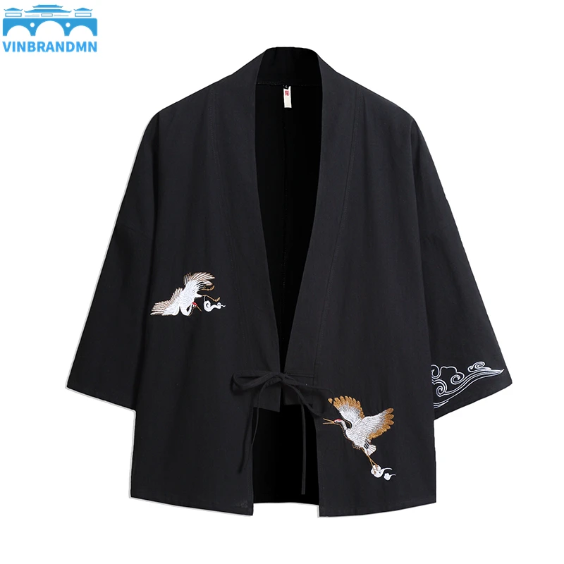 

Summer Men's Haori Cardigan Kimono Shirt Samurai Japanese Clothing Robes Loose Obi Male Yukata Jacket Streetwear Asian Clothes