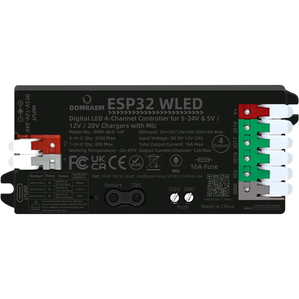ตัวเลือกสินค้า ตัวควบคุมเสียง ESP32 สำหรับไฟพิกเซล