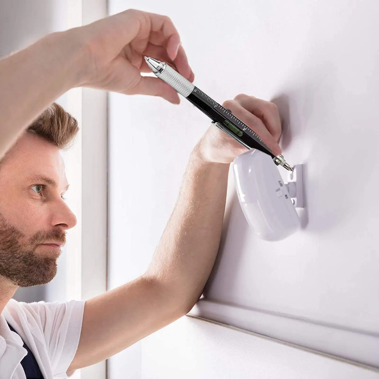 핸드헬드 도구가 있는 다기능 볼펜, 기술 눈금자 스크루 드라이버, 터치 스크린 스타일러스 스피릿 레벨 측정, 24 개