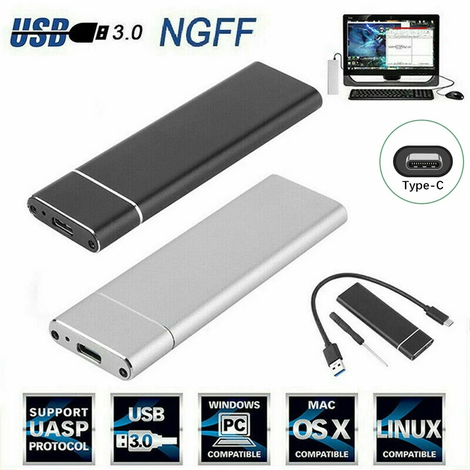 thumbnail image 2 of Ubervia Portable SSD External Solid State Drive Mobile Solid Slim Storage Drive With USB 3.1 Type C For PC, Laptop And Mac Silver 4TB 2 of 14