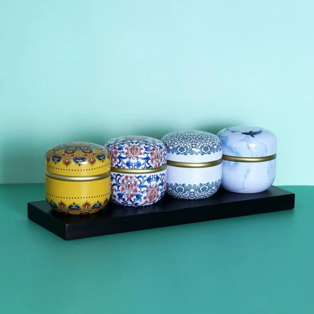 Dampproof Container Round Tinplate Tea Caddy Nuts Candy Snacks Sealed Jar Universal Packaging Box tea tin box tea canister