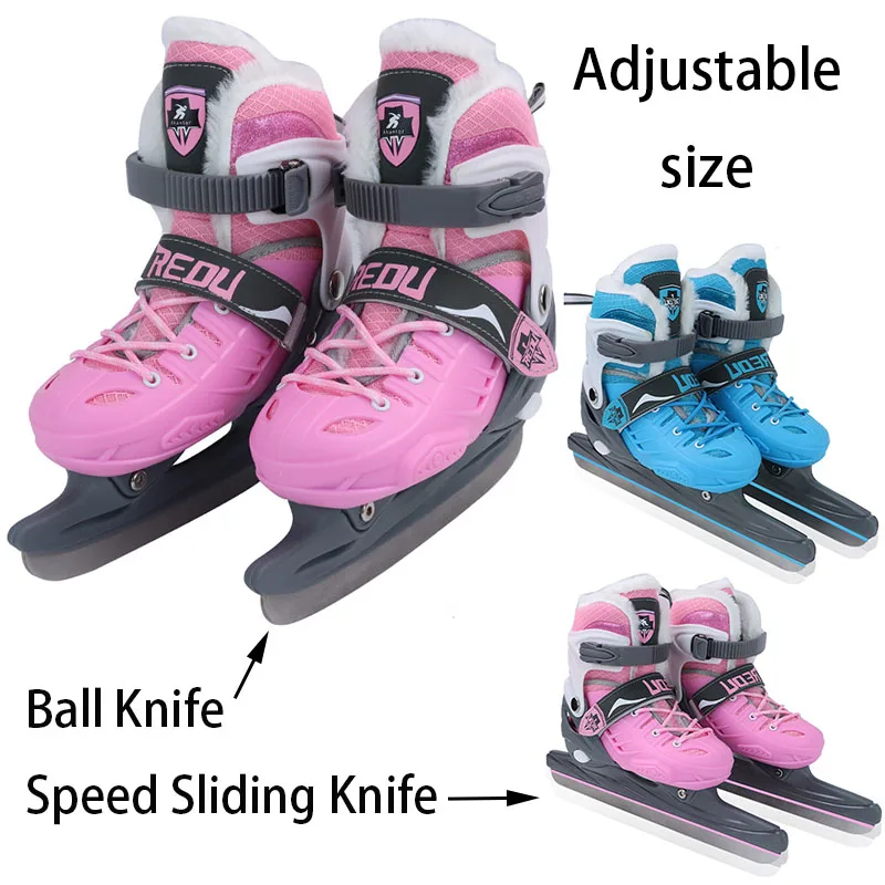 

Professional Ice Skating Blade Shoe Winter Ice Hockey Skates Shoes Thermal Beginner Adult Teenagers Kids Adjustable Roller Skate